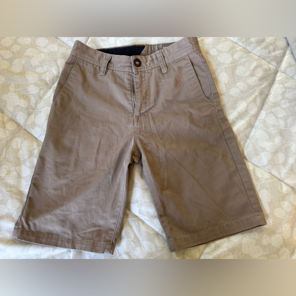Volcom Youth Khaki Flat Front Shorts